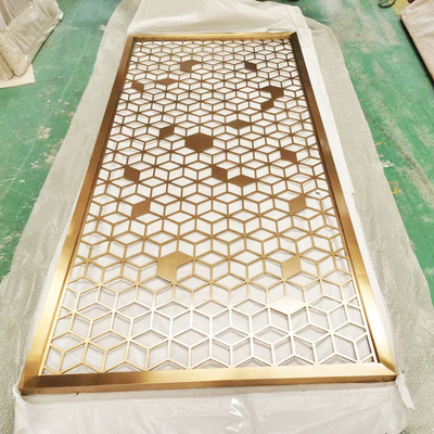 304 316 201 Gold Rose กระจกสี Hairline Laser Cut Hollow สแตนเลสแผ่นโลหะฉากกั้นห้องฉากกั้นห้อง
