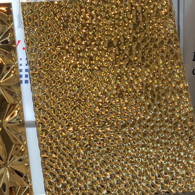 316L 20MM Thickness Finished Gold Blue Water Wave Honeycomb Stainless Steel Pillar Panel
