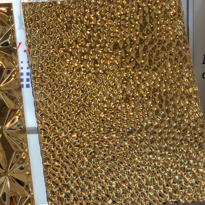 ราคาดี 316L 304 0.8 มม. ความหนากระจก Wave Gold PVD สี Hammer Panel ออนไลน์