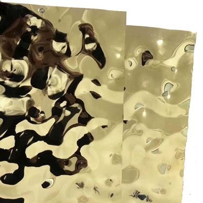 Color 304 1.2MM Thickness Gold Mirror Wave Water Ripple 1219mm Stainless Steel Sheet For Ceiling