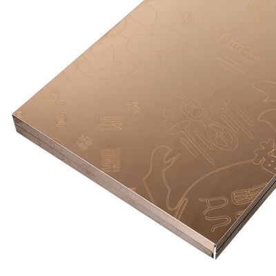 Gold Beadblasted Color 304 Stainless Steel Etched Sheet For Interior