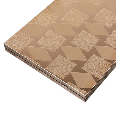 Rose Gold Color Beadblasted Stainless Steel Etched Sheet Panel Manufacturer