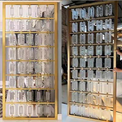 ราคาดี สีทอง Hairline Brushed กระจกกระจกใส่ผสม 304 สแตนเลส ห้องแยก Screen Partition ออนไลน์