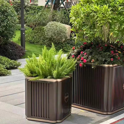 PVD Color Gold Powder Coated 316L Aluminum Stainless Steel Planters For Outdoor Green Project