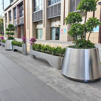Foshan MXL Gold Silver Color 304 Outdoor Stainless Steel Planters For Urban Street Project