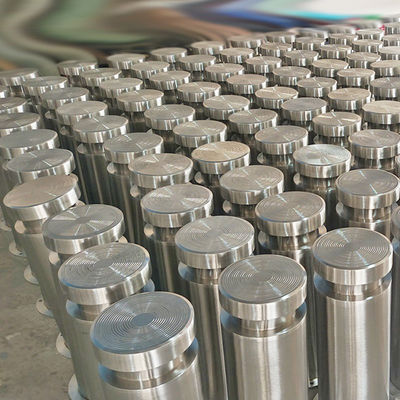 Silver Finished Outdoor Hairline Brushed Stainless Steel Bollard For Street Projects With Flash Light