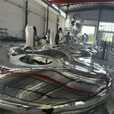 Silver Red Blue Powder Coated 316L Stainless Steel Sculpture For Lobby Decoration
