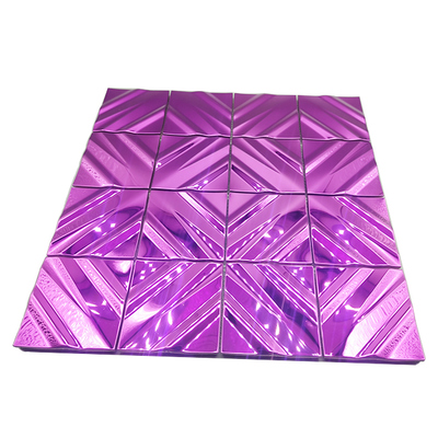 Wall Decoration Violet Diamond Grid Shine Mirror  Metal Mosaic Ceramic Tile