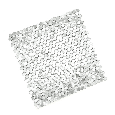 98*98MM Hexagon Hairline   SLIVER Metal Mosaic Ceramic Tile