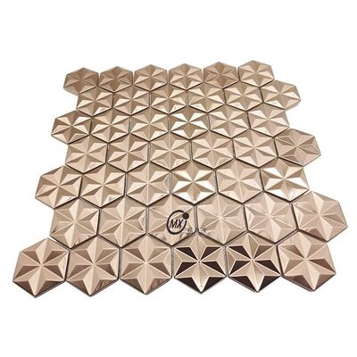 กระเบื้องโมเสกโลหะอะลูมิเนียมสีโรสโกลด์และเงินขัดผิวสีน้ำเงินตะวันออกกลาง ตกแต่งยอดนิยม