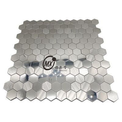 ราคาดี Sliver  Hexagon Polished Stainless Steel Mosaic Square Tile Waterproof Oil-Proof For Bathroom Wall Decor ออนไลน์