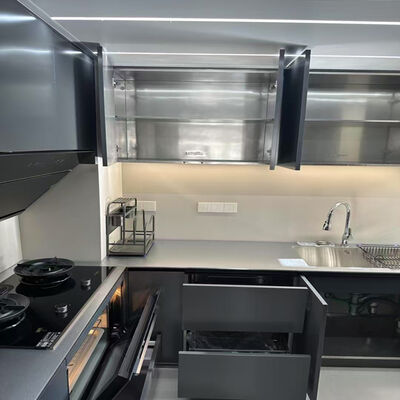 ตู้ครัวสแตนเลส สําหรับกลางแจ้งขนาดที่สามารถปรับแต่งได้ สไตล์ที่ทันสมัย