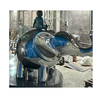 ราคาดี Luxury Hotel Lobby Custom Blue Silver 201 304 316L  Stainless Steel Elephant Statue for Commercial Plaza Decoration ออนไลน์