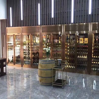Hairline Brass Rose Gold Stainless Steel Wine Cabinets Fridge 300mm To 500mm Depth